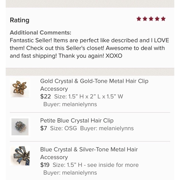 SOLD! Solid Metal & Crystal Hair Clip / Accessory - Picture 2 of 6